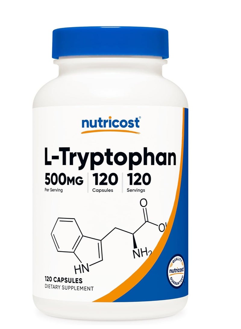 Nutricost L-Tryptophan Capsules 500mg 120 Caps - Image 1