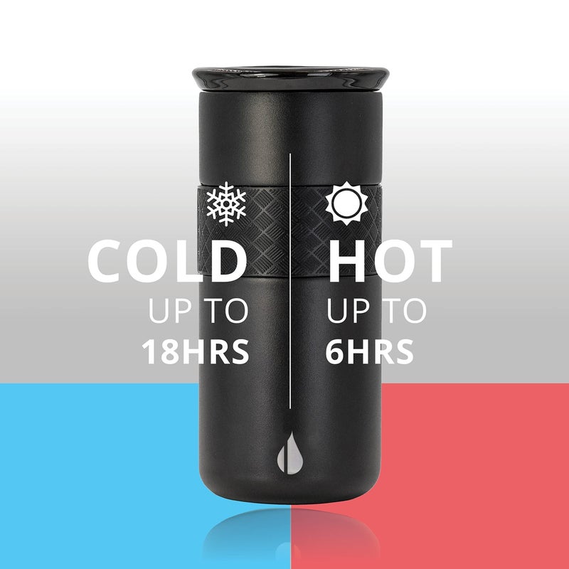 Elemental Artisan Insulated Tumbler, Triple Wall Coffee Travel Mug, Reusable Stainless Steel Coffee Tumbler with Ceramic Lid, Thermal Coffee Cups for Hot (6 Hrs) & Cold (18 Hrs), 16oz - Black - Image 5