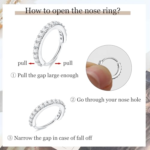 Besteel Nose Ring Studs 20G Nose Rings Hoops Stud 316L Stainless Steel Nose Rings Round CZ Heart Simulated Diamond L Shaped Nose Stud Hypoallergenic Nostril Piercing Jewelry for Women Men 10Pcs（steel color) - Image 4