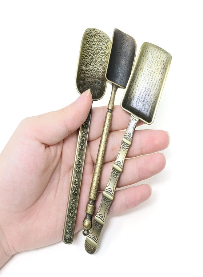 Honbay 3PCS Vintage Tea Scoops Metal Retro Coffee Scooper Long Handle Measuring Shovel Spoons for Loose Tea Coffee Herb or Home Decoration (3 Styles) - Image 4