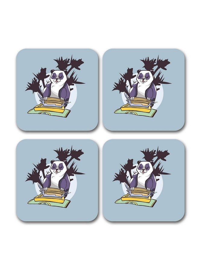 Tinywalk Panda Cover Coaster Wooden Printed Coaster Square (3.5X3.5) inch Set of 4 Pieces - Image 1