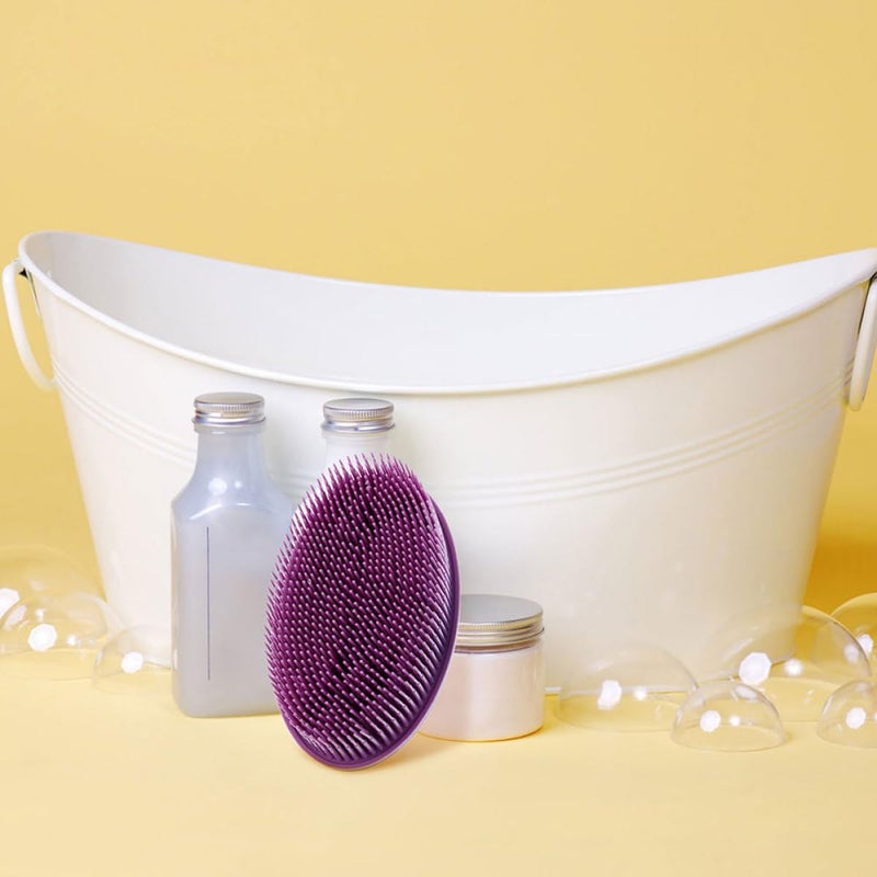 Soft Purple Silicone Baby Bath Brush Gentle Newborn Skin Massager Scrubber - Image 4