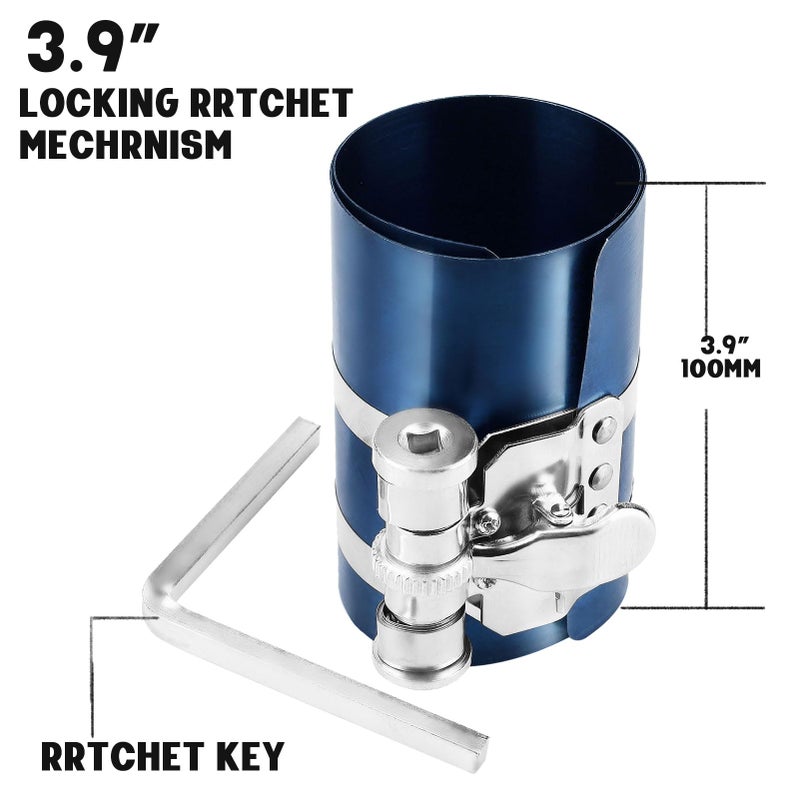 Generic Xastro Piston Ring Compressor, Adjustable ratchet installation and removal tool. Adjustable compression range 2"-6.9"  - Image 2