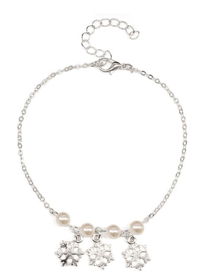 5esha - Chain Pearl Snow Bead Anklet - Image 1