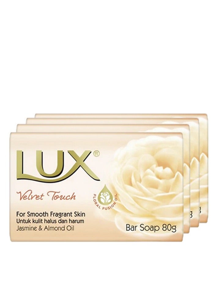 Lux Velvet Touch Jasmine and Almond Oil Bar Soap 4x80g - Image 1