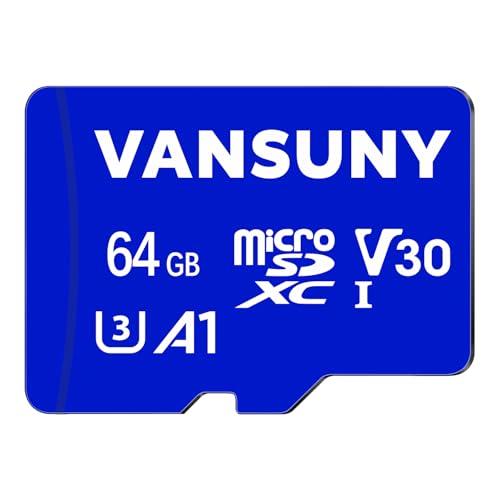 Vansuny Micro SD Card 64GB microSDXC Memory Card with SD Adapter A1 App Performance V30 4K Video Recording C10 U3 Micro SD for Phone, Security Camera, Dash Cam, Action Camera - Image 1