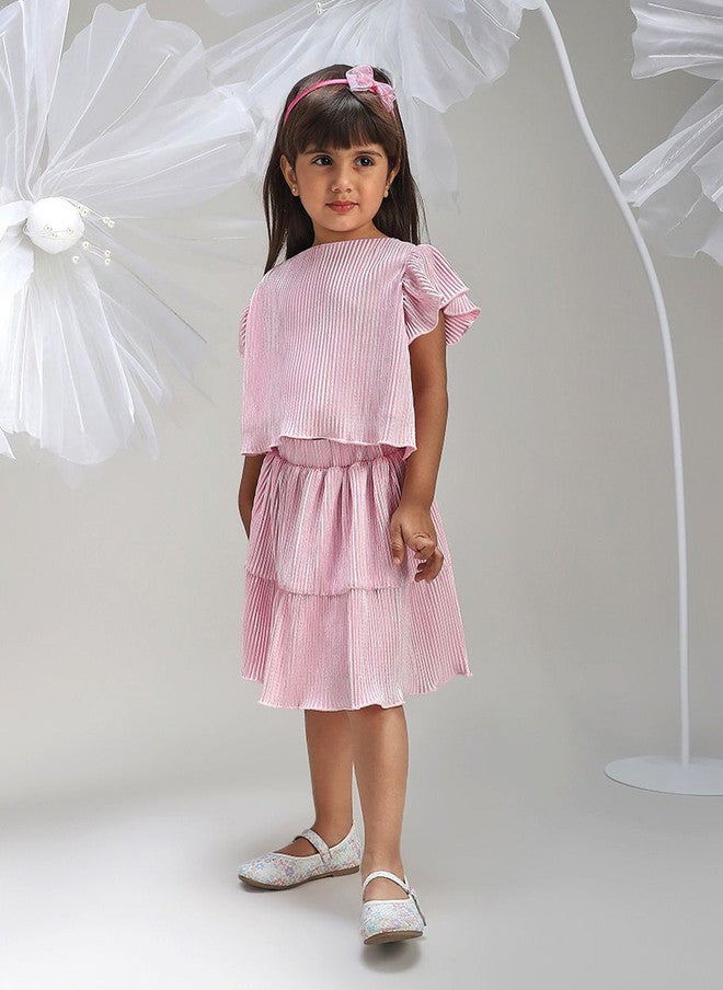 BONKIDS Pink A-Line Dress with Flounce Hem - Image 3