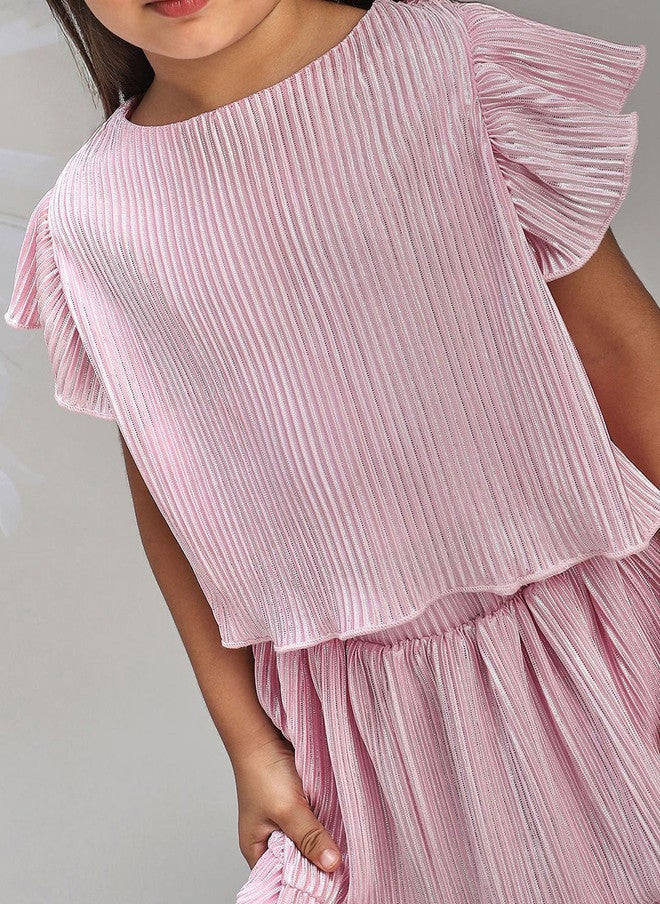 BONKIDS Pink A-Line Dress with Flounce Hem - Image 2