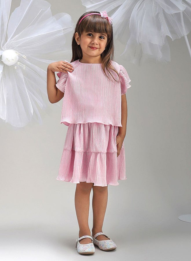 BONKIDS Pink A-Line Dress with Flounce Hem - Image 5