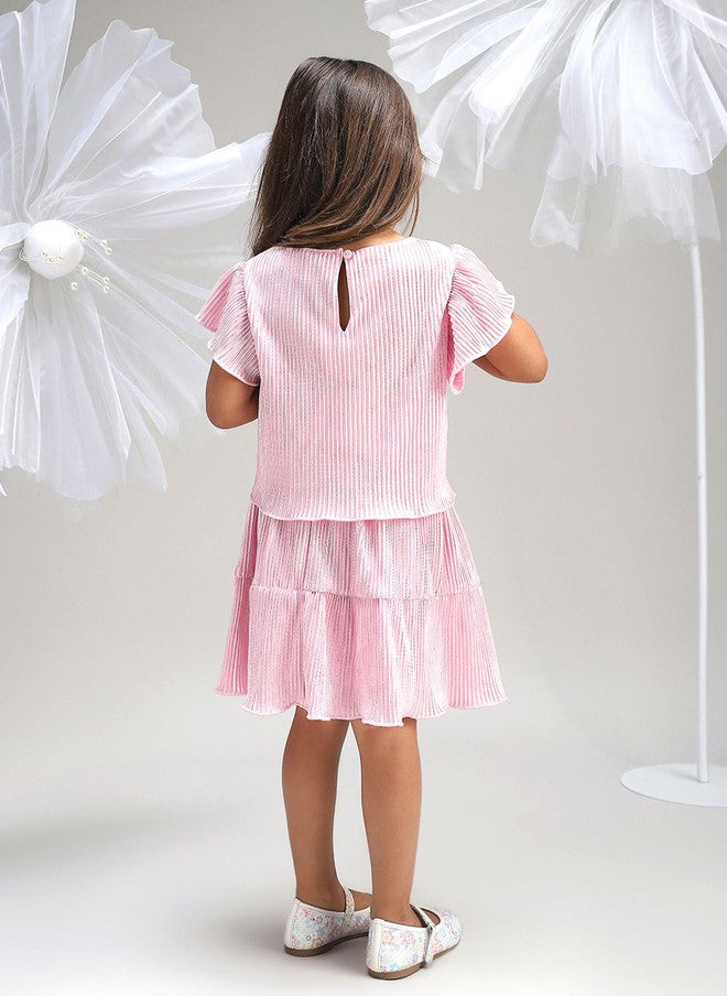 BONKIDS Pink A-Line Dress with Flounce Hem - Image 4