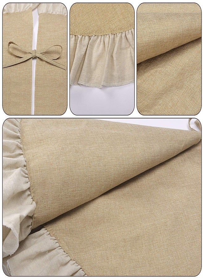 yuboo 48" Burlap Rustic Christmas Tree Skirt with Ruffle Border, Fall Farmhouse Tree Skirt Linen Boho Tree Ornaments for Christmas Thanksgiving Holiday Party Decorations - Image 4