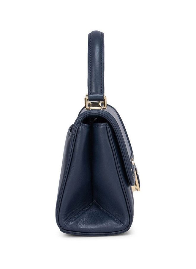 Da Milano - Solid Leather Structured Satchel Blue - Image 1