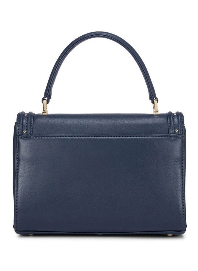 Da Milano - Solid Leather Structured Satchel Blue - Image 1