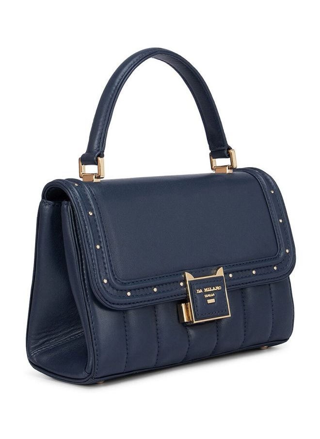 Da Milano - Solid Leather Structured Satchel Blue - Image 1