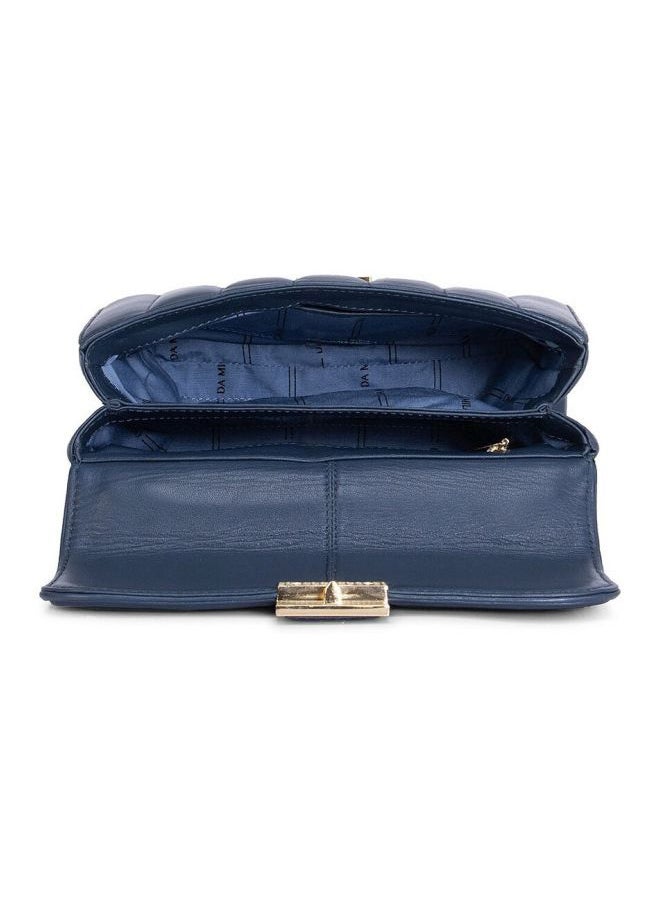 Da Milano - Solid Leather Structured Satchel Blue - Image 1