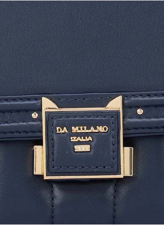 Da Milano - Solid Leather Structured Satchel Blue - Image 1