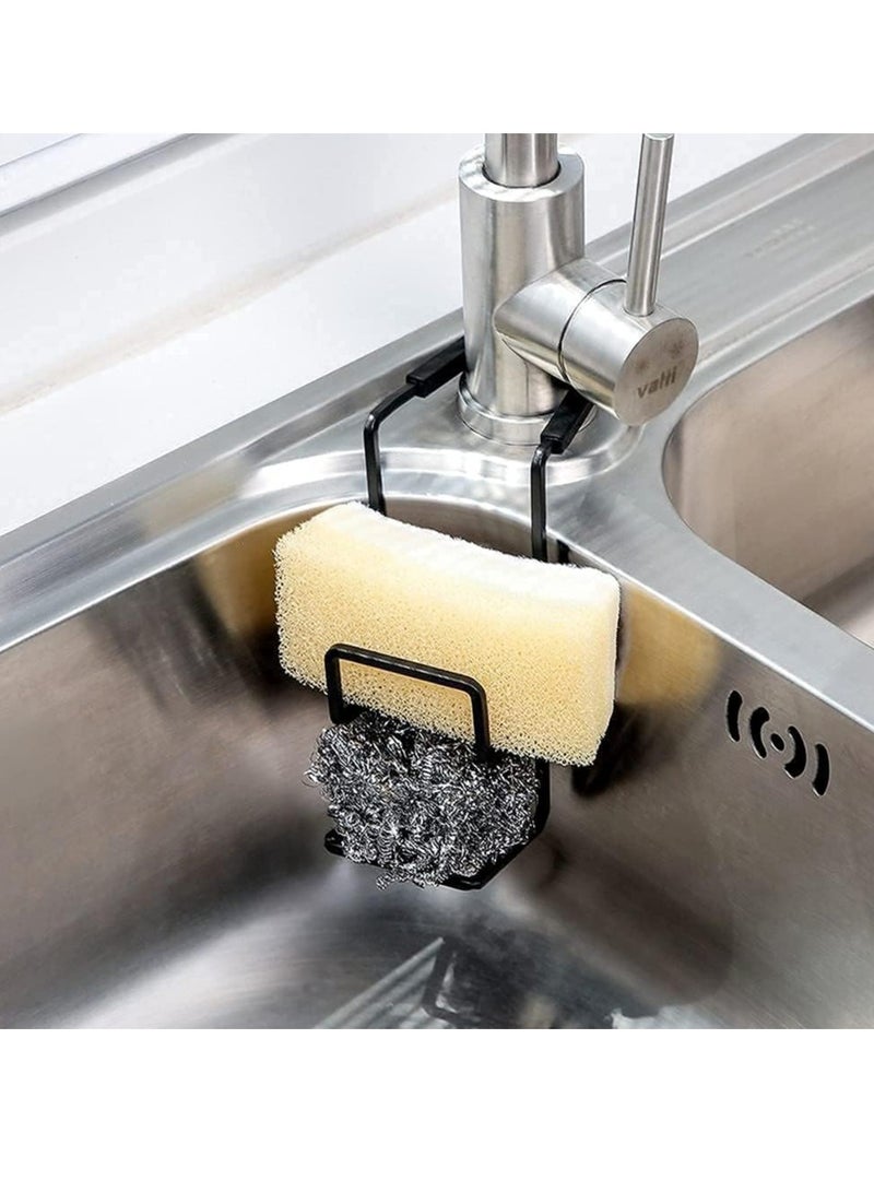 Loquat Sink Caddy Sink Sponge Holder, Faucet Rack Shower Tray, Metal Organizer Hanging Fix Around Faucet for Kitchen Bathroom - Image 1