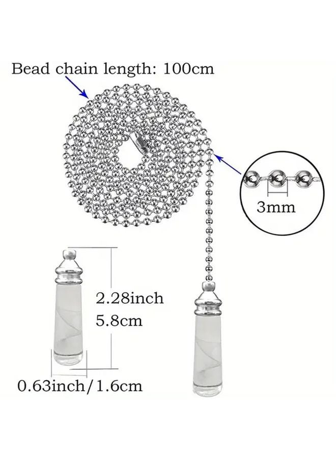 2pcs Chrome Plated Copper Zipper Pull Extension Cable 39 37 Inch Crystal Ball Chain - Image 3