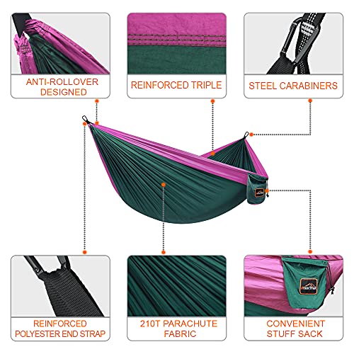 AnorTrek Camping Hammock Super Lightweight Portable Parachute Hammock with Two Tree Straps Single or Double Nylon Travel Tree Hammocks for Camping Backpacking Hiking - Image 3