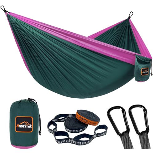AnorTrek Camping Hammock Super Lightweight Portable Parachute Hammock with Two Tree Straps Single or Double Nylon Travel Tree Hammocks for Camping Backpacking Hiking - Image 1