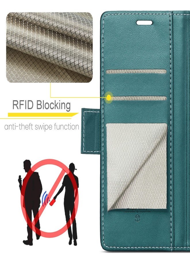 جراب Rerzoiro لهاتف سامسونج جالاكسي A52 4G/5G، جراب محفظة فاخر من جلد البولي يوريثان مع [حجب RFID] [حامل بطاقات] [وظيفة حامل] لهاتف سامسونج جالاكسي A52 (5G/4G)/A52s 5G، أزرق-أخضر - Image 2