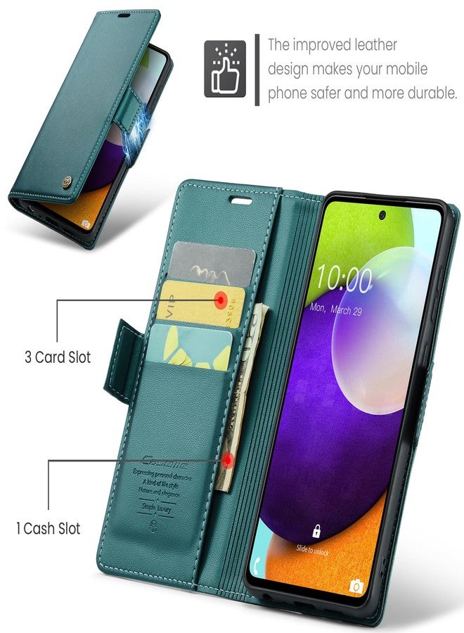 جراب Rerzoiro لهاتف سامسونج جالاكسي A52 4G/5G، جراب محفظة فاخر من جلد البولي يوريثان مع [حجب RFID] [حامل بطاقات] [وظيفة حامل] لهاتف سامسونج جالاكسي A52 (5G/4G)/A52s 5G، أزرق-أخضر - Image 3