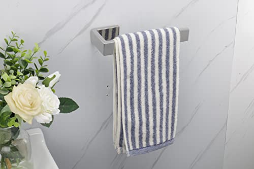 TocTen Hand Towel Holder/Towel Ring - Thicken SUS304 Stainless Steel Bathroom Hand Towel Hanger, 9 Inch Heavy Duty Wall Mounted Towel Rack, Square Hand Towel Bar for Bathroom Hardware (Chrome, 9 in) - Image 2