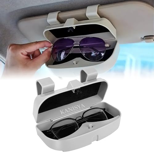 KANISYA Universal Car Visor Sunglasses Case | Plastic Eyeglass Holder for Car Sun Visor | Magnetic Closure Glasses Storage Box | Clip-On Sunglass Organizer for All Vehicles - Image 1