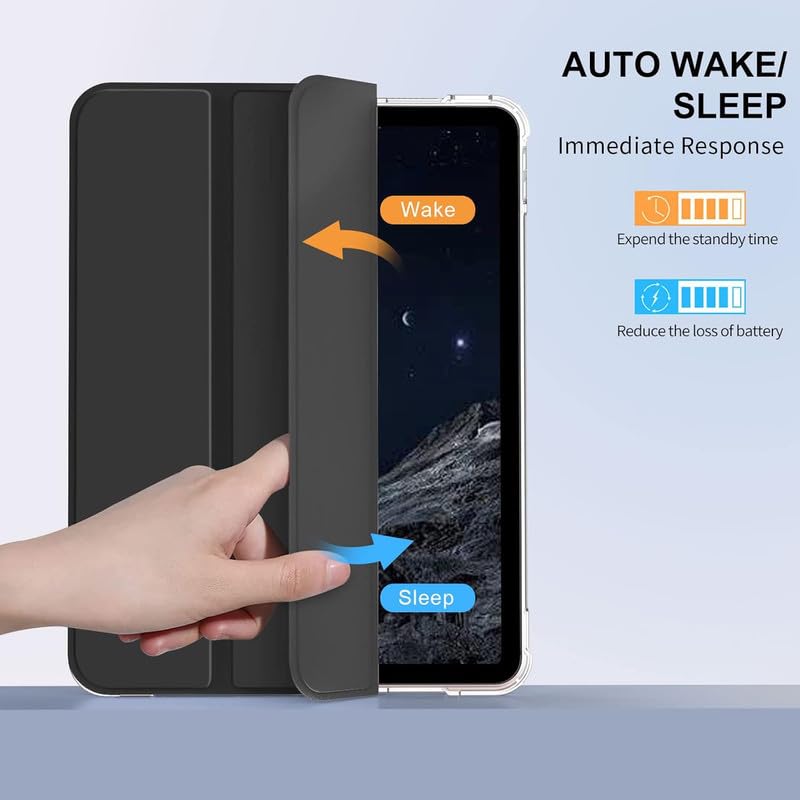 Boxome Tablet Case Cover for Apple iPad 10.9 inch (10th Gen) [Auto Sleep/Wake Cover] [Pencil Holder] [Trifold Stand] [Frosted Back] - Black - Image 3