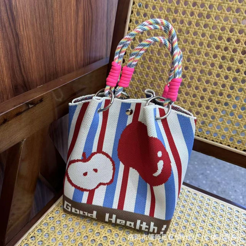 Niche Design Knitted Handbag Tote Bag Ethnic Style Fashionable Versatile Large Capacity Knitted Shoulder Handbag - Image 1