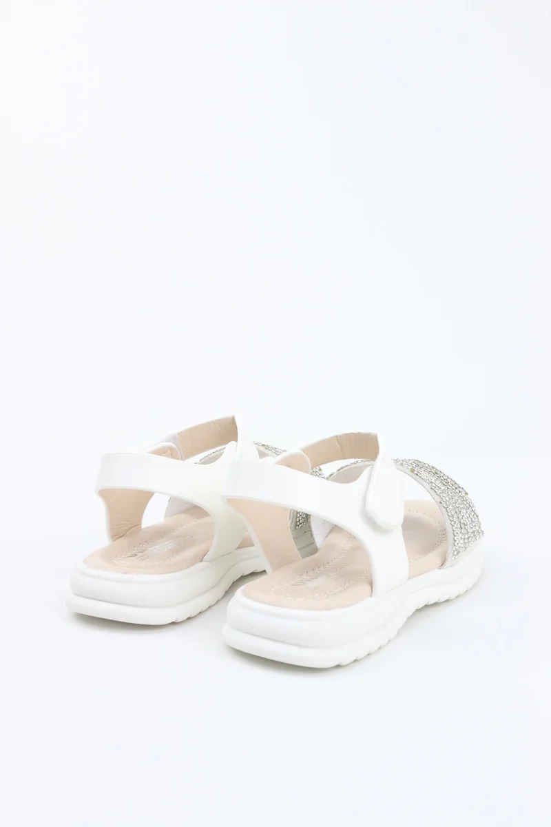 Viny WHITE VINY Girls Rhinestone Sandals – Elegant Crystal Embellished Sandals for Girls, Sparkly Party Sandals, Comfortable Dress Sandals for Weddings, Birthdays & Special Occasions (Black, Pink, White, Beige) for Women | Best Price UAE