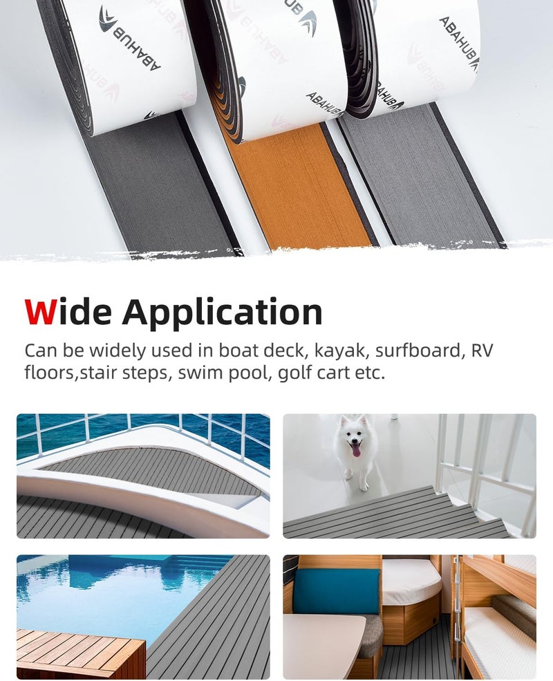 Abahub Self-Adhesive Boat Flooring | EVA Foam Marine Boat Decking, Faux Teak Trimmable Sheet, Non-Slip and Comfortable For Motor Pontoon Jon Boats RV - Image 5