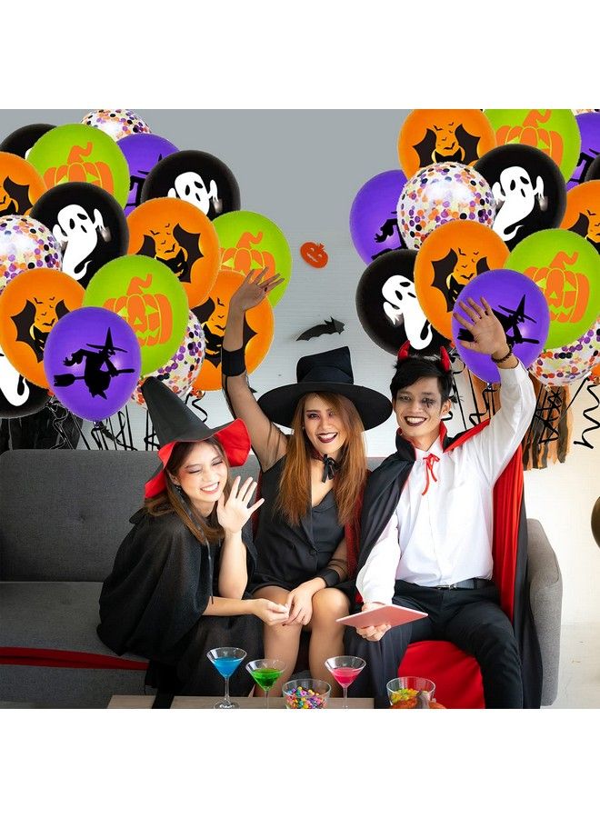 OuMuaMua 62Pcs Halloween Party Balloons Decorations, 12 Inch Black Orange Purple Green Confetti Balloons For Kids Halloween Birthday Bachelorette Party Decorations Supplies - Image 5