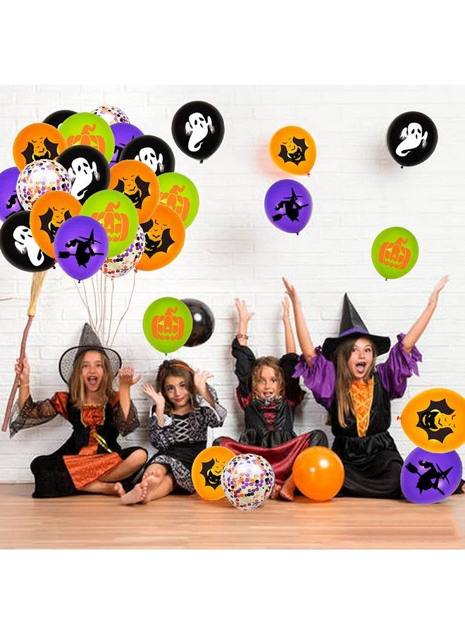 OuMuaMua 62Pcs Halloween Party Balloons Decorations, 12 Inch Black Orange Purple Green Confetti Balloons For Kids Halloween Birthday Bachelorette Party Decorations Supplies - Image 3