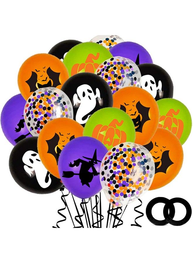 OuMuaMua 62Pcs Halloween Party Balloons Decorations, 12 Inch Black Orange Purple Green Confetti Balloons For Kids Halloween Birthday Bachelorette Party Decorations Supplies - Image 2