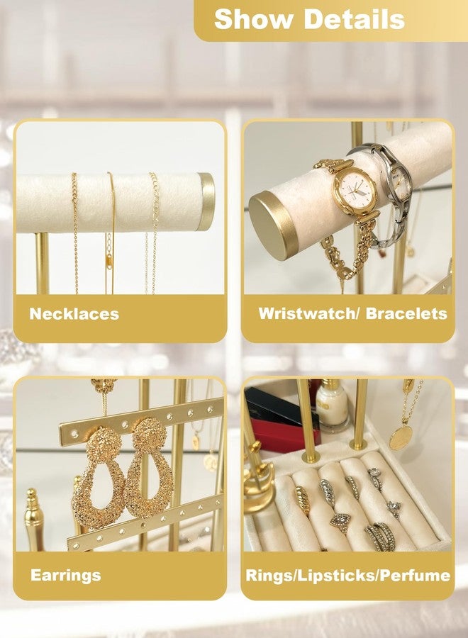 sousac 3 Tier Jewelry Organizer Stand with Detachable Ring Tray, Multi-functional necklace Holder for Bracelet, Earring, Elegant Closet Decor Gift for Women (Black) - Image 4