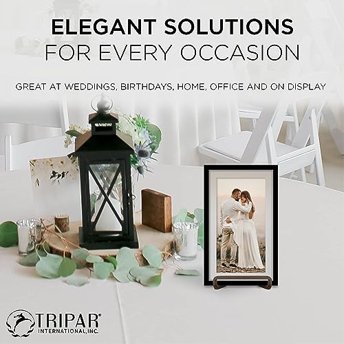 Tripar Square Metal Wire Stand, Mahogany Finish (3-Inch Depth) Tabletop Easel Sleek & Modern Look - Perfect for Books, Plates, Photos & More - Image 4