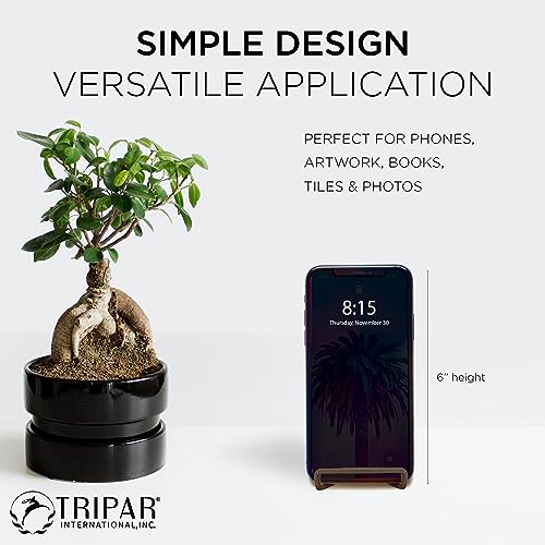 Tripar Square Metal Wire Stand, Mahogany Finish (3-Inch Depth) Tabletop Easel Sleek & Modern Look - Perfect for Books, Plates, Photos & More - Image 2