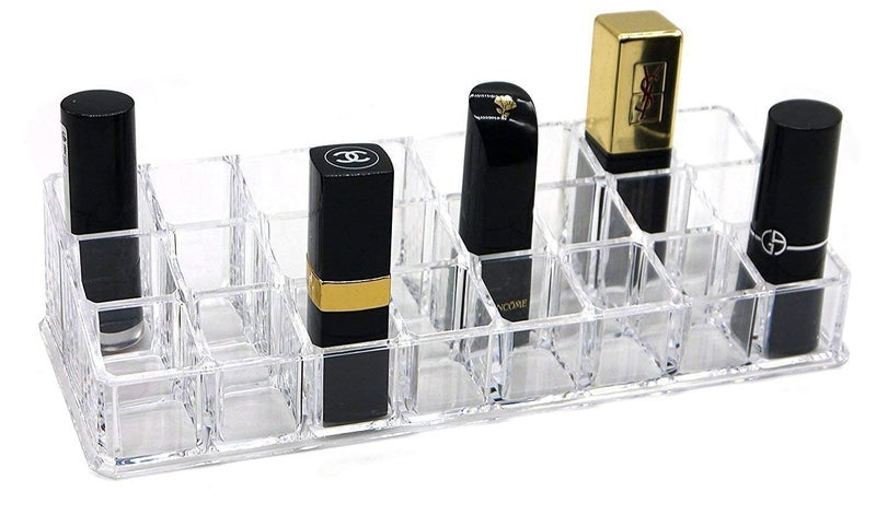 KONSSEE 24 Grid Acrylic Makeup Organizer Desk Multipurpose Makeup Display Stand Makeup Brushes Lipstick Pencil Mascara Brush Hair Combs and Jewelry Storage - Image 5