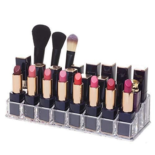 KONSSEE 24 Grid Acrylic Makeup Organizer Desk Multipurpose Makeup Display Stand Makeup Brushes Lipstick Pencil Mascara Brush Hair Combs and Jewelry Storage - Image 4