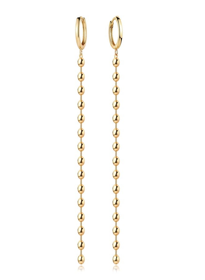 MYEARS Women Chain Earrings Gold Huggie Hoop Dangle Drop 14K Gold Filled Small Boho Beach Simple Delicate Handmade Hypoallergenic Jewelry Gift, Metal - Image 1