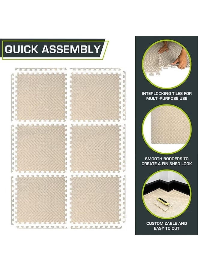 Aissiora Gym Flooring for Home Gym Interlocking Exercise Mat Tiles for Home Gym Exercise EVA Foam Floor Padding with Border for Workout Equipment Floor Padding - Image 3