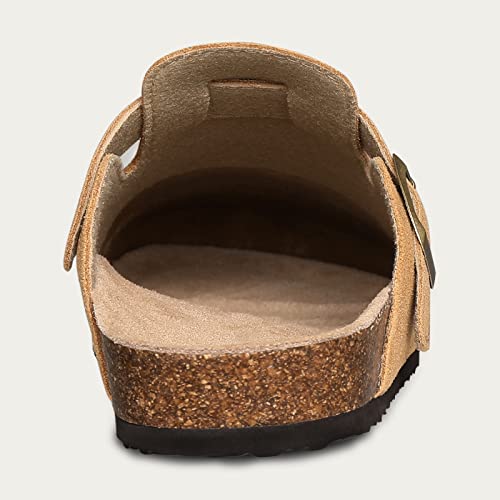 KIDMI Genuine Suede Clogs for Women Cork Footbed Sandals Leather Mules Potato Shoes with Arch Support Brown 37 (Size 6.5) - Image 5