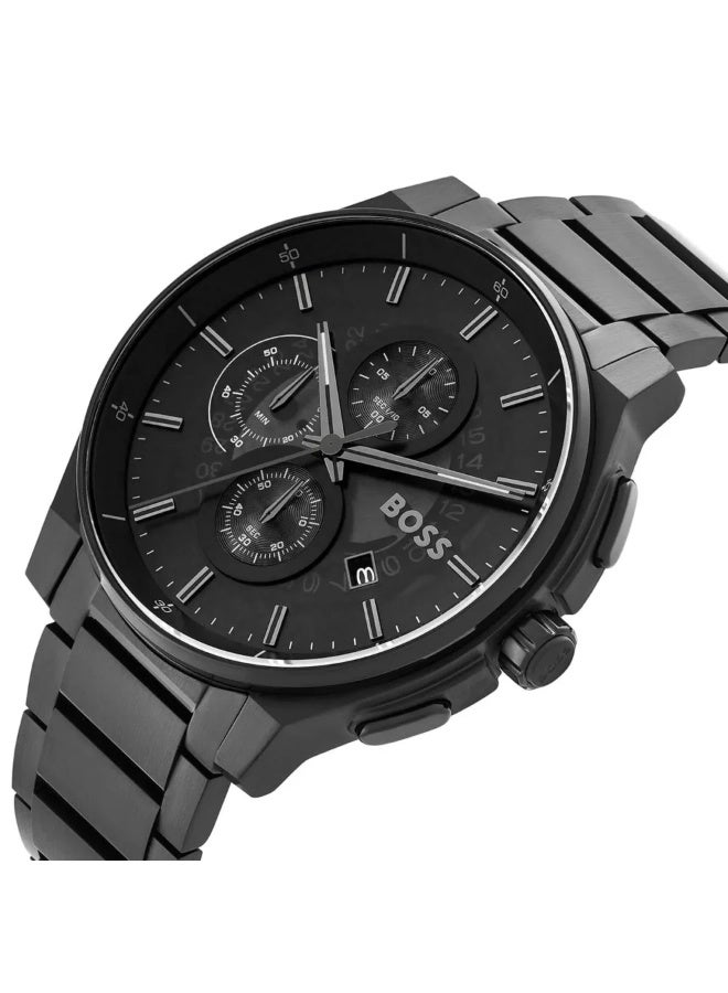بوس BOSS Peak 2.0 1514192 Men’s Quartz Chronograph Watch Black Dial Black Ion-Plated Stainless Steel 45mm - Image 4