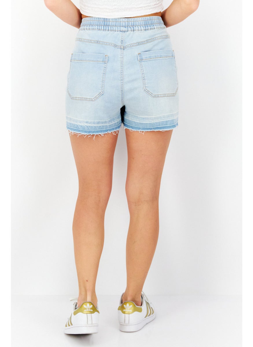 INC - Women Washed Denim Short, Blue - Image 1