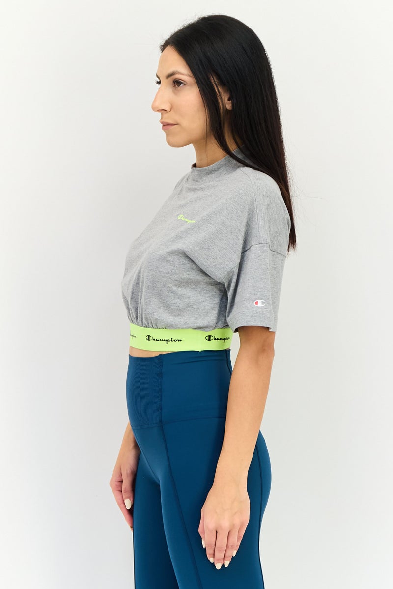 Champion Women Custom Fit Short Sleeve Outdoor Crop Top, Grey - Image 4