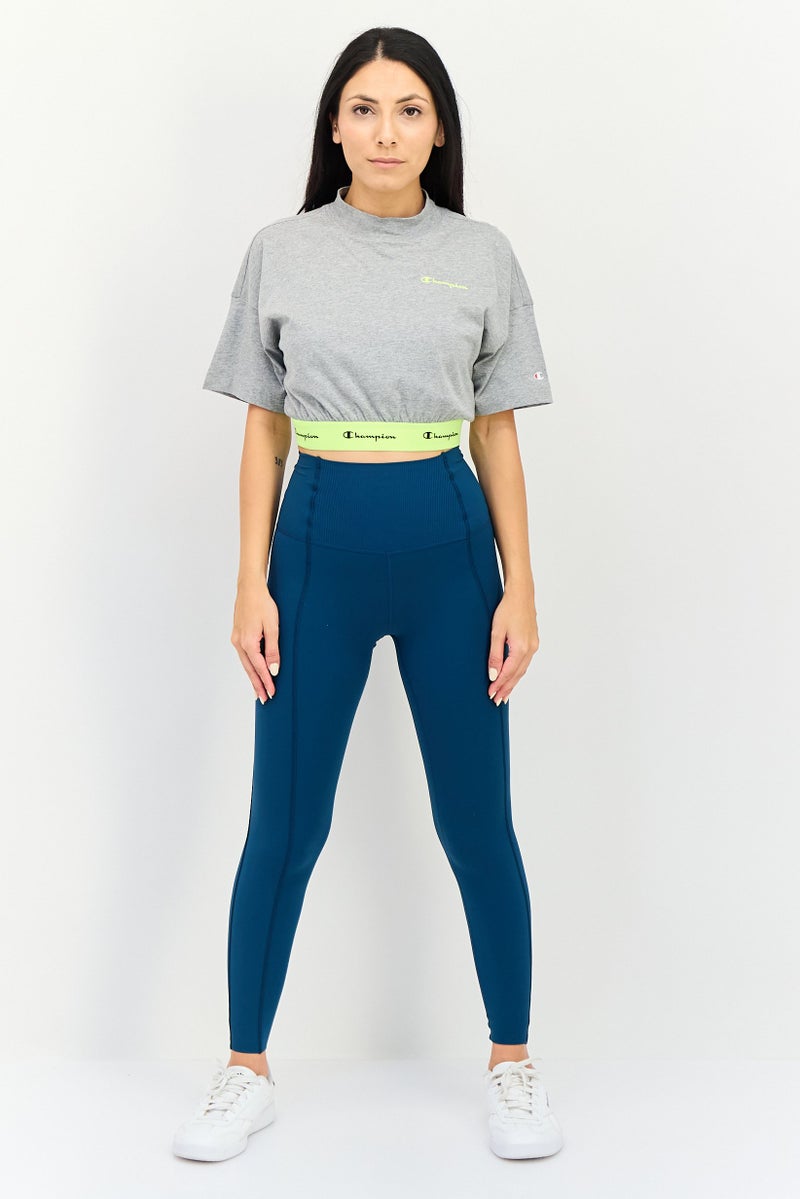 Champion Women Custom Fit Short Sleeve Outdoor Crop Top, Grey - Image 3