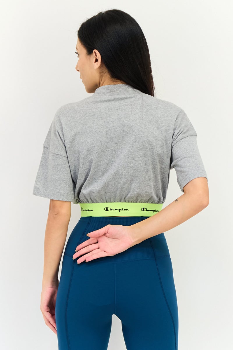 Champion Women Custom Fit Short Sleeve Outdoor Crop Top, Grey - Image 2