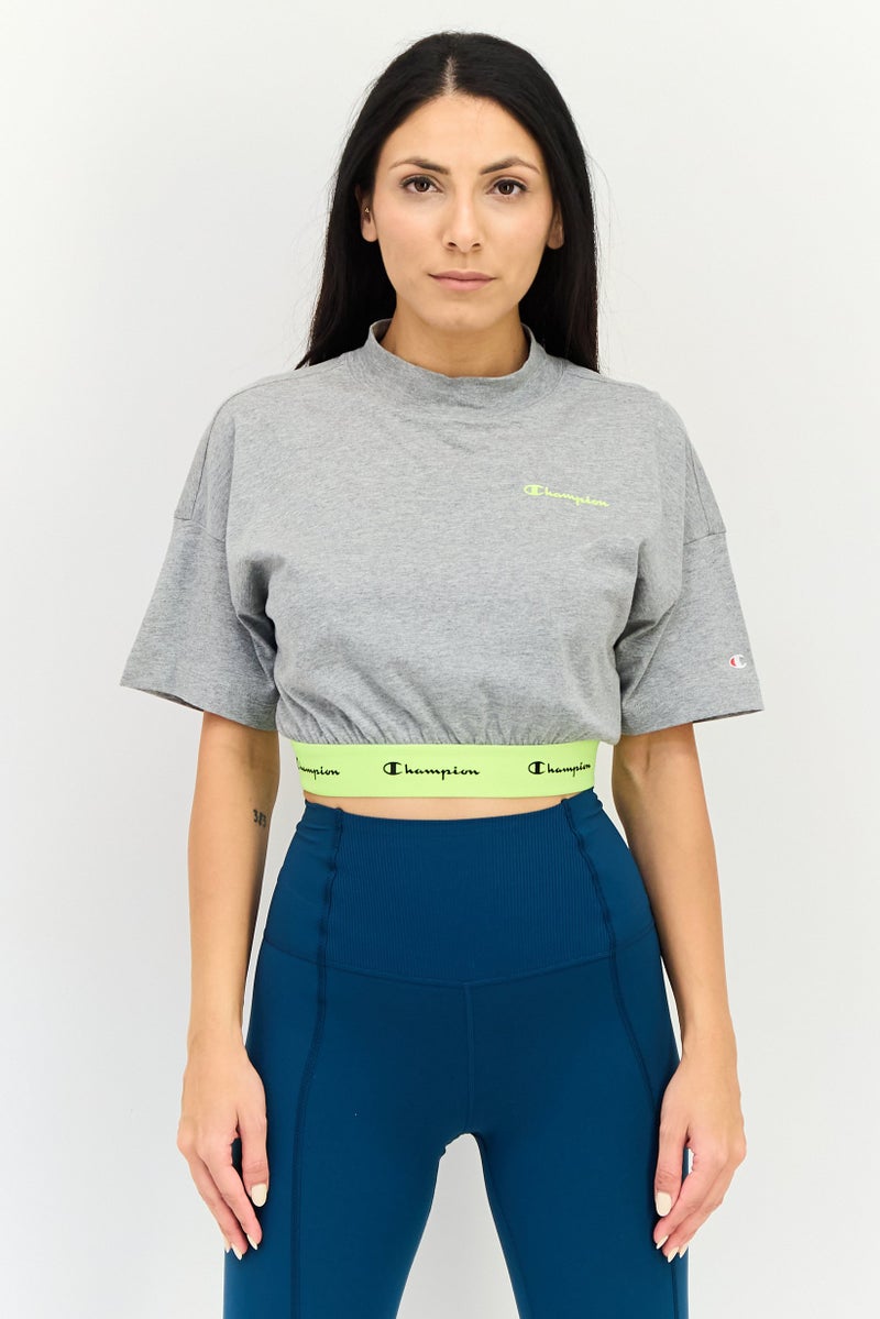 Champion Women Custom Fit Short Sleeve Outdoor Crop Top, Grey - Image 1