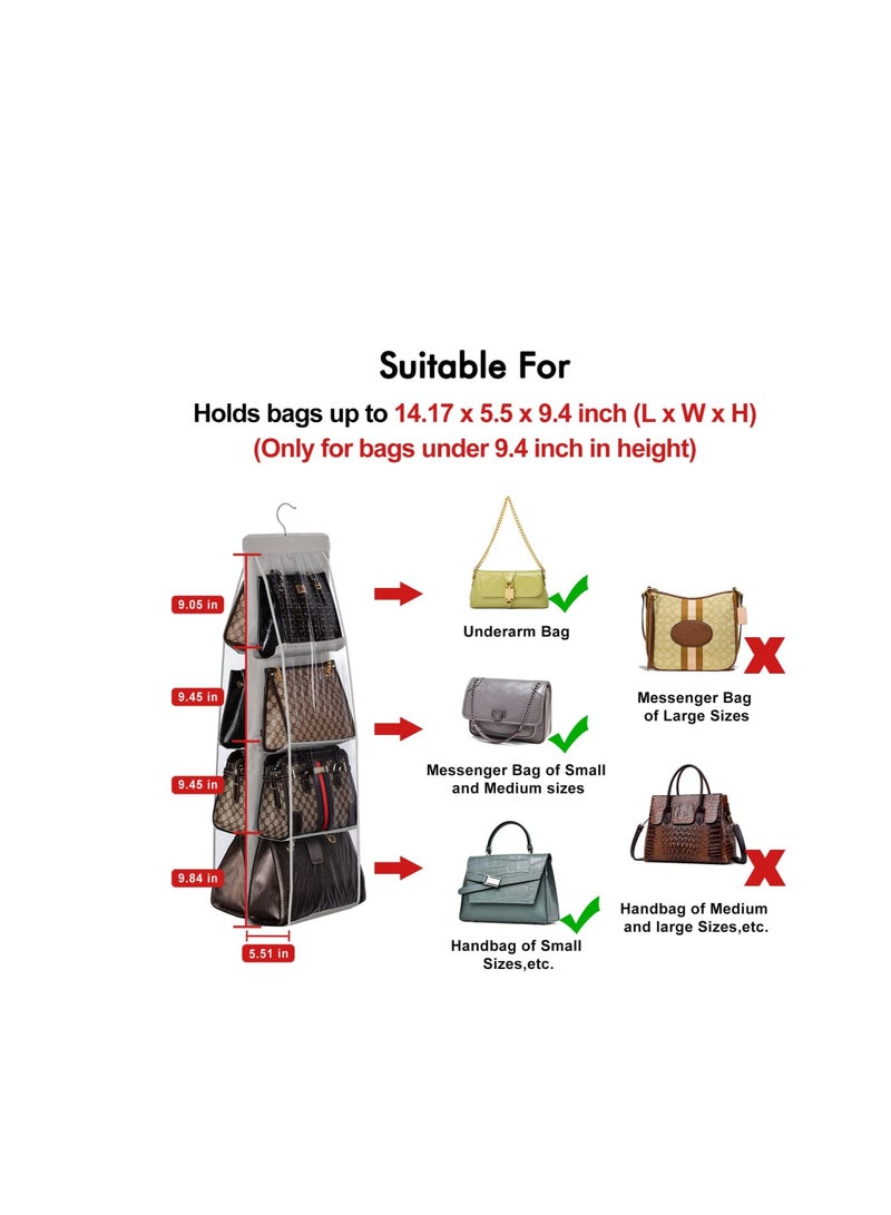 Lyrex Hanging Handbag Organizer (8 Pockets), Hanging Bag Organizer for Handbag Storage, Oxford Cloth Closet Organizer for Family Bedroom, Foldable Universal Size, Light Blue  - Image 2